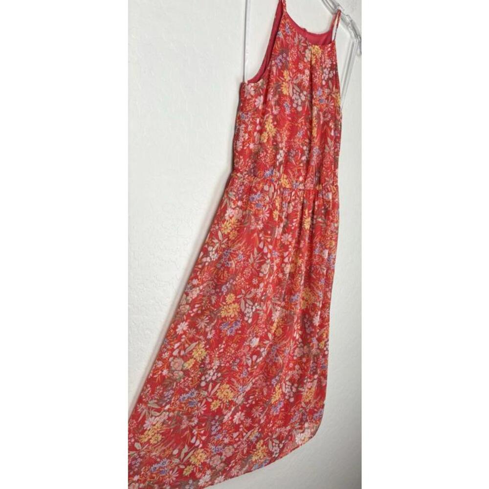 The General Good Red Floral Halter Midi Dress Petite Small Sleeveless 0663 - Picture 2 of 8